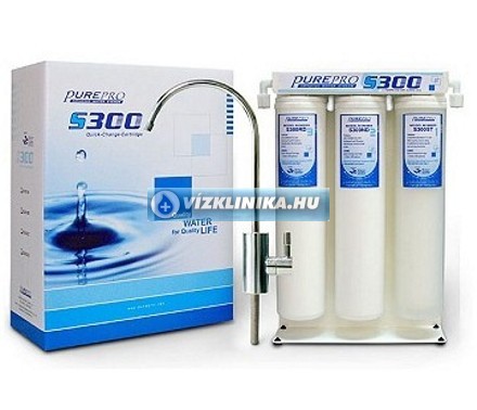 PurePro S300 pult alatti víztisztító, 3 szűrős. QUICK CHANGE (QC) csatlakozós, kompakt szűrők 2,5"