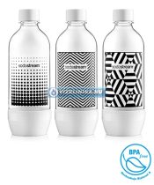   SodaStream szénsavasító palack, 3 darab, fekete-fehér mintás, hagyományos szódagéphez